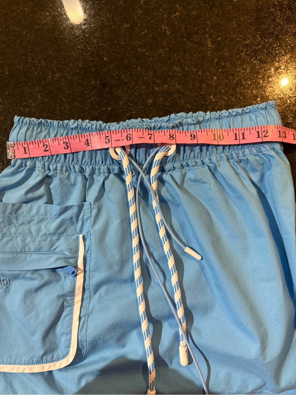 Authentic Fendi Light Blue Drawstring Skirt with Pocket - Picture 13 of 15